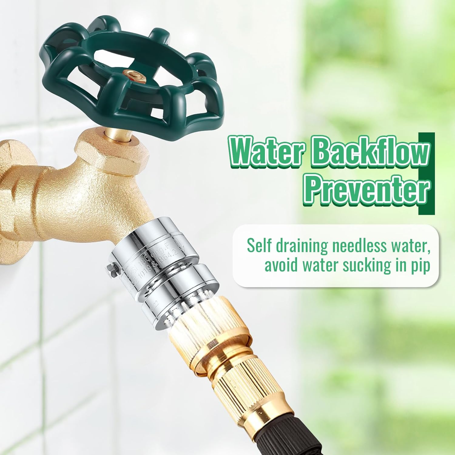 Dreyoo Self Draining Vacuum Breaker, Compatible with Arrowhead Brass PK1390 Thread Vacuum Breaker, 1-1/16 Female Thread to 3/4 GHT Male Thread Hose Backflow Preventer with Sealing Tape